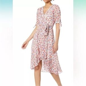 Tommy Hilfiger Women's Tie Sleeve Faux Wrap Dress